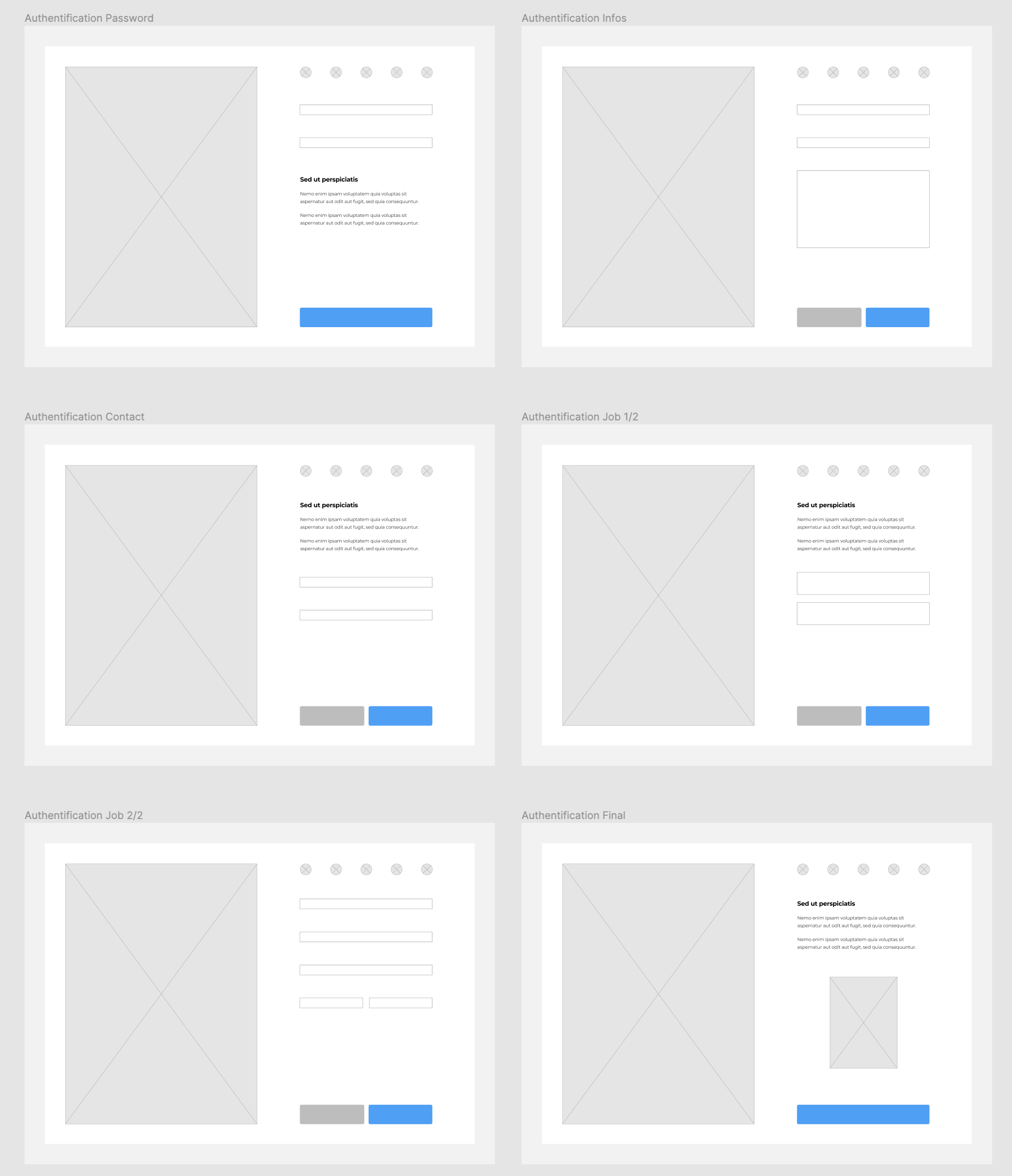 Wireframes Authentification